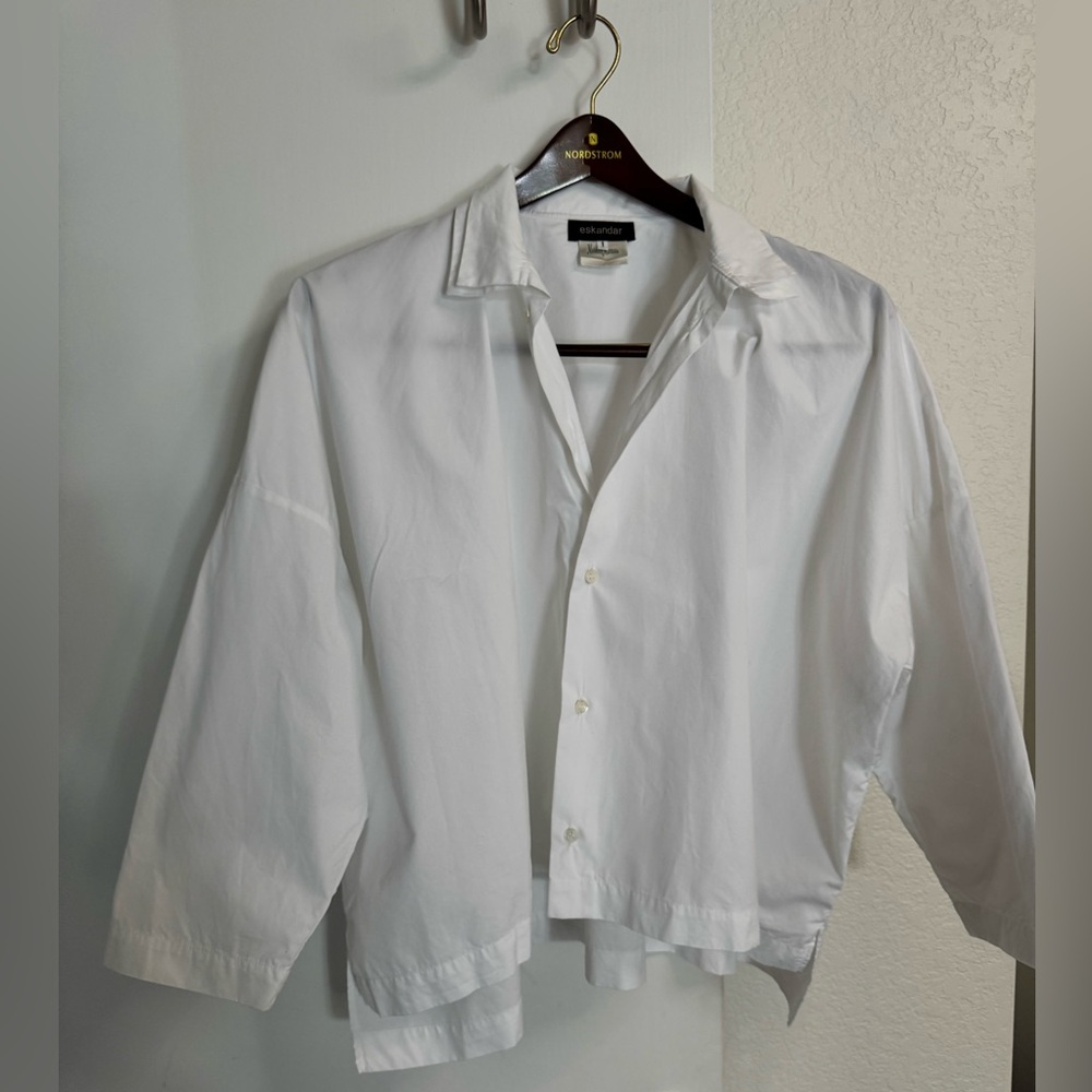 ESKANDAR BOXY double collar BUTTON UP DRESS SHIRT